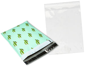 100 Pack, 50 Each 10x13" Flat Poly Mailers & 10x13 Clear Bags for Shirts, Self Sealing Shipping Clothing Flat Envelopes and Bag Combo Pack