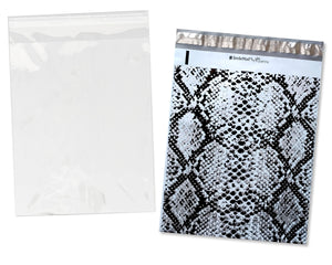 100 Pack, 50 Each 10x13" Flat Poly Mailers & 10x13 Clear Bags for Shirts, Self Sealing Shipping Clothing Flat Envelopes and Bag Combo Pack