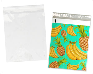 100 Pack, 50 Each 10x13" Flat Poly Mailers & 10x13 Clear Bags for Shirts, Self Sealing Shipping Clothing Flat Envelopes and Bag Combo Pack
