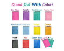 10, 25, 50, 100 Packs 4x8 inch Colored Poly Bubble Mailers! You Choose! 11 Colors ! Padded Envelope Mailers, Cushioned Peel N Seal Mail Bags