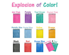 10, 25, 50, 100 Packs 4x8 inch Colored Poly Bubble Mailers! You Choose! 11 Colors ! Padded Envelope Mailers, Cushioned Peel N Seal Mail Bags