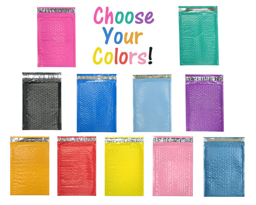 8x12 Colored Poly Bubble Mailers, Pink, Purple Teal Green, Blue,  Padded envelopes, Self Seal Adhesive Shipping Bags (8.5x11 Usable Space)