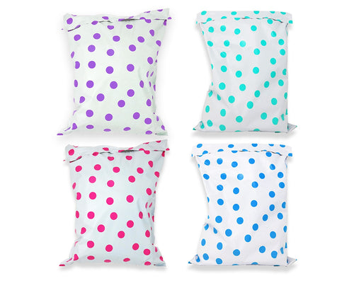 50 Pack 6x9, 10x13, 12x15 Polka Dot Fun Quality Poly Mailers, Self Sealing adhesive shipping Bags, Colorful Design Mail bags, Inner lining