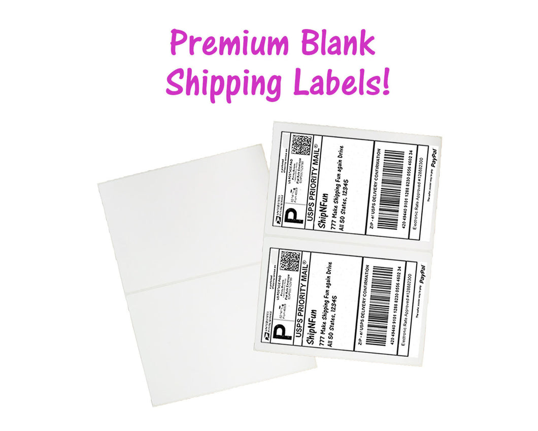 200 Shipping Labels - Top Quality Jam Free, 2 Labels per Sheet for Stamps.com, PayPal, USPS, Fedex, UPS Mailing Half-Page Mailing Labels