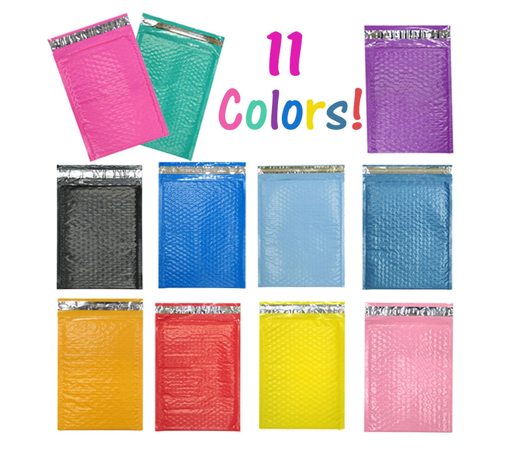 30 Pack 10x15" Fun Padded Colored Envelopes, Poly Bubble Mailers, Pink, Purple, Teal Green, Waterproof Protective Self Seal Mailing Shipping