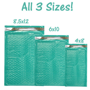 All 3 Sizes! 4x8, 6x10 8x12 Colored Poly Bubble Mailers, Pink, Purple, Teal Green, Pastel Colored Bubble Padded Shipping Mailing Envelopes