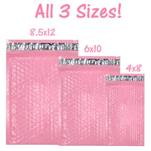 All 3 Sizes! 4x8, 6x10 8x12 Colored Poly Bubble Mailers, Pink, Purple, Teal Green, Pastel Colored Bubble Padded Shipping Mailing Envelopes