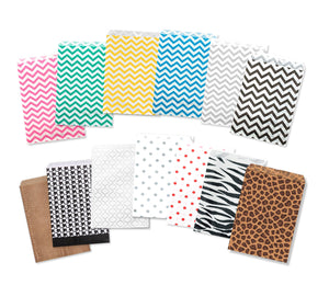 25, 50, 100, 200 Pack 6x9 Paper Bags, Tribal Chevron, Leopard, Zebra, Polka Dot, Wedding Bags, Party Favor Bags, Kraft Paper Candy Bags,