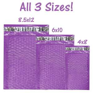 All 3 Sizes! 4x8, 6x10 8x12 Colored Poly Bubble Mailers, Pink, Purple, Teal Green, Pastel Colored Bubble Padded Shipping Mailing Envelopes