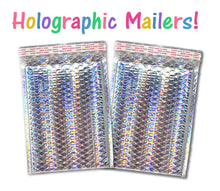 Holographic Metallic Bubble Mailers 4x8, 5x9, 6x10, 8.5x12, 9x13 Padded Shipping Quality Sturdy Strong Mailing Envelopes, Weather Resistant