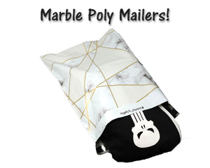 10x13, 14x17 Inch Marble Design Poly Mailers, Gold, White Black Mosaic Tile Grid Pattern Self Sealing Clothing Shipping Bags, Inner lining