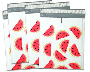 8x12 Watermelon Design Poly Bubble Mailers, (8.5x11 Usable Space) Protective Fun Colored Padded envelopes, Self Seal Adhesive Shipping Bags