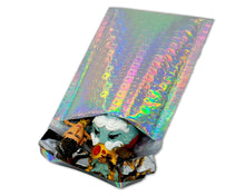 100 HOLOGRAPHIC Metallic Bubble Mailer 4x8 Self Seal Adhesive #000 Lightweight Protective Padded Wrap Designer Shipping Supply Envelopes