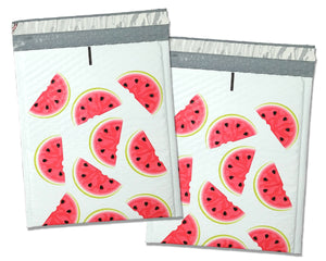 8x12 Watermelon Design Poly Bubble Mailers, (8.5x11 Usable Space) Protective Fun Colored Padded envelopes, Self Seal Adhesive Shipping Bags