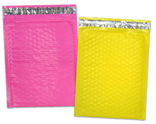 30 Pack 4x8, 6x10", 8x12, 10x15 Inch Hot Pink, Yellow, Purple Padded Colored Poly Bubble Mailers, Self Seal Mailing Shipping Envelope Bags