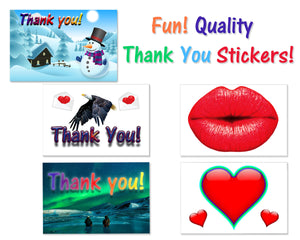 2 x 3" Quality Thank You Stickers,  70 lb Adhesive Shipping, Mailing, Scrapbooking, Planner Pack Set, Fall, Summer, Winter Theme Packaging