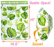 10x13, 14.5x19x4" Tropical Palm Leaves Flat Poly Mailers Combo, Mailing Shipping bags, Custom Banana Green leaf Medium and Large, Self Seal