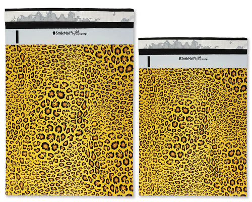 10x13, 14x17 Inch Poly Mailers, Wild Leopard Design  Animal Print Cheetah Pattern Self Sealing Clothing Shipping Bags, Inner lining 2 Sizes!