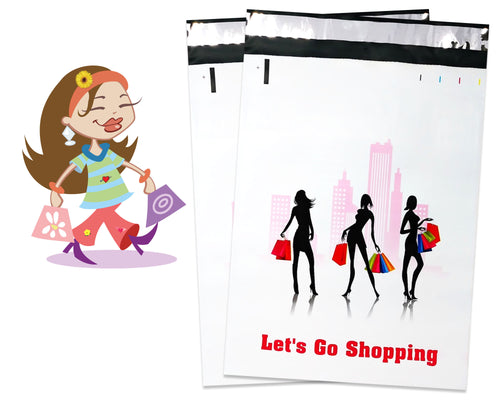 10x13, 14.5x19 Inch Poly Shipping Mailers, Shopping Girl FUN Women of Fashion Flat Mailing 2.5 Mil Thick Clothing Mail Bags, Inner lining