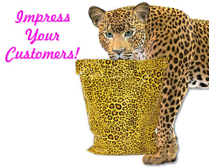 10x13, 14x17 Inch Poly Mailers, Wild Leopard Design  Animal Print Cheetah Pattern Self Sealing Clothing Shipping Bags, Inner lining 2 Sizes!