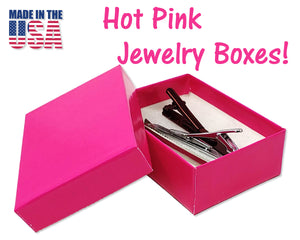 U.S.A- Hot Pink 3x2x1 Inch Cotton Filled Presentation Jewelry Boxes Paper Gift Display Retail Craft  Ring, Bracelets, Storage Pink Design