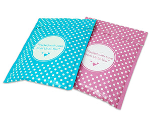 6x10 Raspberry Pink, Light Blue Love Poly Bubble Mailers Padded Envelope Mailers, Self Sealing Envelopes, Cushioned Peel & Seal Mail Bags