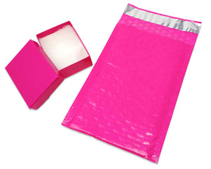 U.S.A- Hot Pink 3x2x1 Inch Cotton Filled Presentation Jewelry Boxes Paper Gift Display Retail Craft  Ring, Bracelets, Storage Pink Design