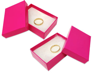 U.S.A- Hot Pink 3x2x1 Inch Cotton Filled Presentation Jewelry Boxes Paper Gift Display Retail Craft  Ring, Bracelets, Storage Pink Design