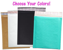 6x10 Aqua, White, Black, Brown Kraft Bubble Mailers Combo Pack, Padded Quality Envelope Mailers, Self Sealing Business Mailing Envelopes