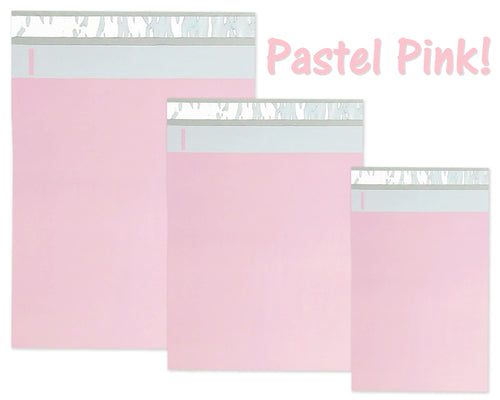 6x9, 9x12, 12x15, 14.5 x19 Pastel Pink Flat Poly Self Sealing shipping Mailers, Pink Design Mail bags, USPS, Fedex, UPS Approved Light pink