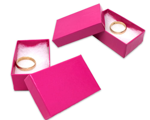 10, 30, 50, 100 Pack 2.5"x 1.5 "x1" Hot Pink Cotton Filled Kraft Presentation Jewelry Boxes, Paper Gift Display, Retail Craft Ring Earring