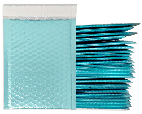 4x8, 6x10, 8x12, 9x13 Aqua Ice Blue Metallic Cosmetic Bubble Mailers 6x9, Top Quality Heavy Duty Shipping Envelopes, Metalized Peel and Seal