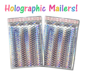 Holographic Metallic Bubble Mailers 4x8, 5x9, 6x10, 8.5x12, 9x13 Padded Shipping Quality Sturdy Strong Mailing Envelopes, Weather Resistant