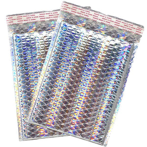 6x10 Holographic, Aqua Ice Blue, Sunset Peach, Nude Pink Assorted Metallic Bubble Mailers Combo, Sturdy Fun Padded Shipping Mailing Envelope