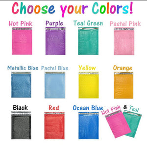 10, 30, 50, 100 Packs 6x10 inch Colored Poly Bubble Mailers! You Choose! 11 Colors Padded Envelope Mailers, Cushioned Peel N Seal Mail Bags