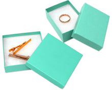 Mint Green Teal 3x2x1, 3.5x3.5x1 Inch Cotton Fiber Filled Presentation Jewelry Boxes Kraft Paper Gift Display Craft Ring, Bracelet U.S.A