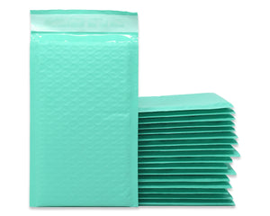 4x8, 6x10, 8x12, 14x20 Cyan Aqua Mint Colored Poly Bubble Mailers! 4 Sizes Padded Envelope Mailers, Air Cushioned Peel Seal Mail Bags!