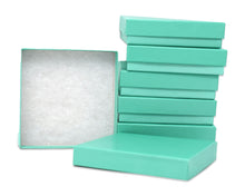 Mint Green Teal 3x2x1, 3.5x3.5x1 Inch Cotton Fiber Filled Presentation Jewelry Boxes Kraft Paper Gift Display Craft Ring, Bracelet U.S.A