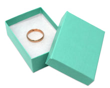 Mint Green Teal 3x2x1, 3.5x3.5x1 Inch Cotton Fiber Filled Presentation Jewelry Boxes Kraft Paper Gift Display Craft Ring, Bracelet U.S.A