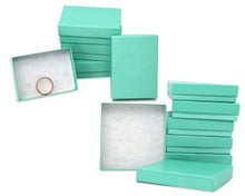 Mint Green Teal 3x2x1, 3.5x3.5x1 Inch Cotton Fiber Filled Presentation Jewelry Boxes Kraft Paper Gift Display Craft Ring, Bracelet U.S.A