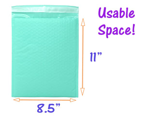 4x8, 6x10, 8x12, 14x20 Cyan Aqua Mint Colored Poly Bubble Mailers! 4 Sizes Padded Envelope Mailers, Air Cushioned Peel Seal Mail Bags!