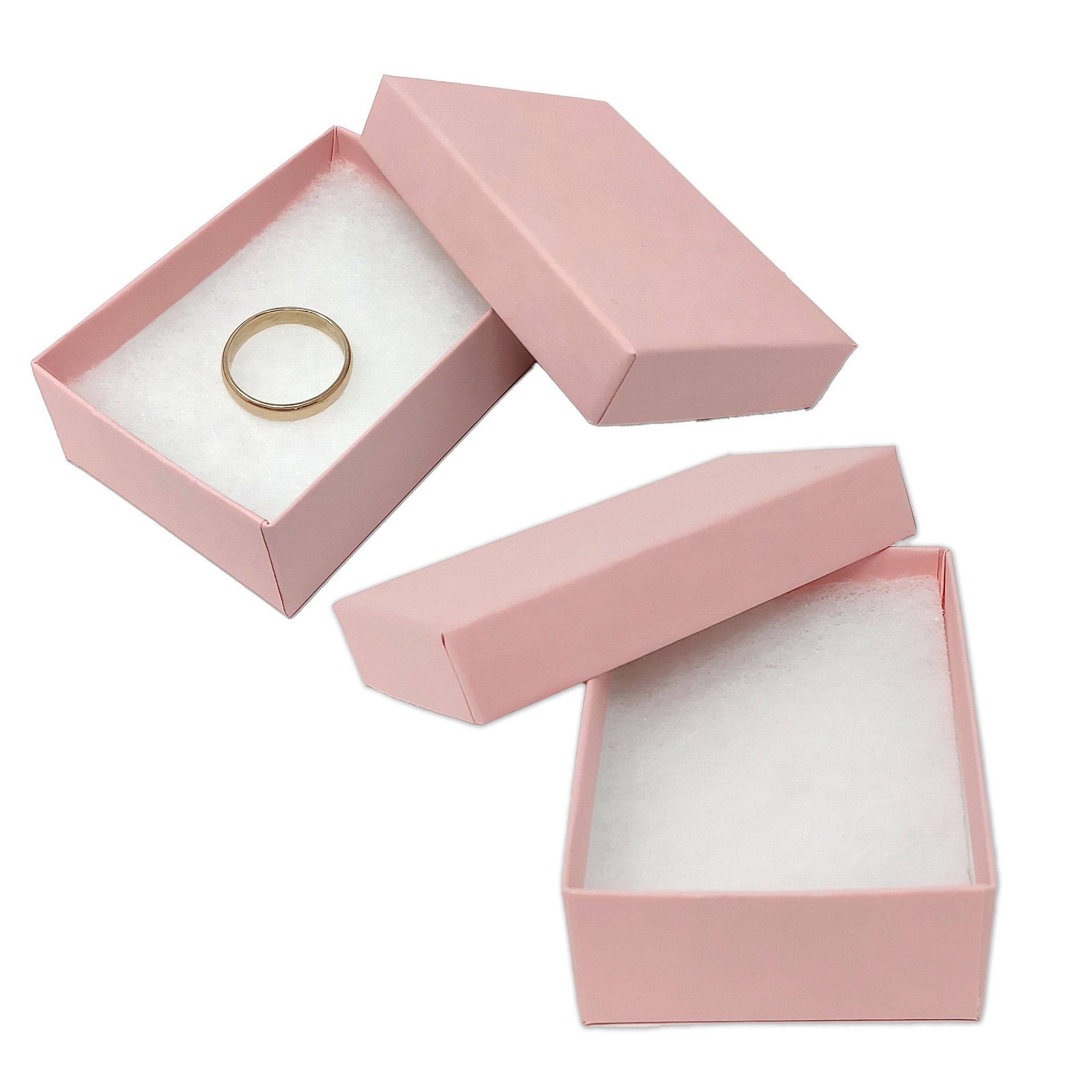 Pink Kraft Jewelry Gift Boxes, 3.5x3.5x1, 100 Pack, Fiber Fill