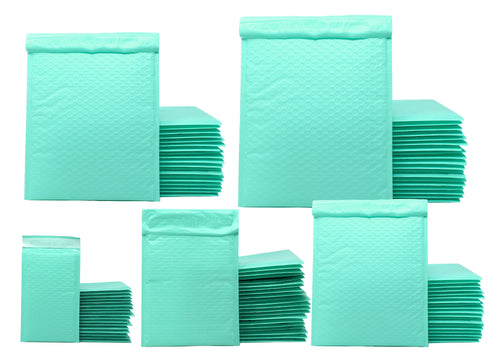 4x8, 6x10, 8x12, 10x15, 14x20 Cyan Aqua Mint Colored Poly Bubble Mailers! Choose your Size! Padded Envelope Mailers, Air Cushioned Mail Bags