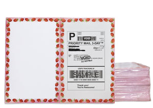 Strawberry Theme Shipping Labels -Top Quality Jam Free, 2 Labels per Sheet Mailing Address Labels, USPS, Fedex, UPS Approved Half Page Blank