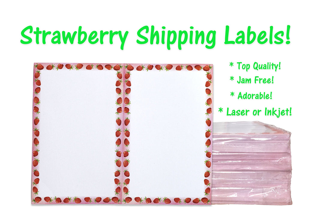 Strawberry, Sunflower, Pink Hearts Quality Jam Free Shipping Labels, 2 Labels per Sheet Mailing Address USPS, Fedex, UPS Half Page Blank NEW