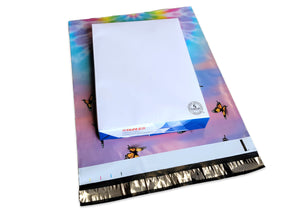 14x17, 19x24 Inch Poly Mailers, Tie Dye Monarch Butterflies Designer Self Seal Unpadded Shipping Bags, Inner lining Flat L, XL Envelopes