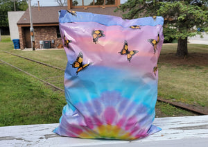 14x17, 19x24 Inch Poly Mailers, Tie Dye Monarch Butterflies Designer Self Seal Unpadded Shipping Bags, Inner lining Flat L, XL Envelopes