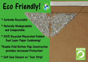 Eco Friendly Brown Kraft Heavy Duty Paper Padded Mailers! Cushioned Recyclable Mailing Envelopes, Shipping Gifts,