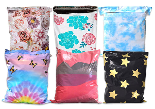 19x24 Extra Large Poly Designer Mailers, Desert, Butterfly, Clouds, Black Gold Stars, Spring Succulents, Wild Rose Flowers Combo, Envelopes