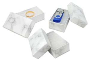 Greek Marble Cotton Filled Jewelry Boxes Display Presentation for Gifts Crafts Ring, Bracelets, White, Black 3 Sizes 3x2x1, 2.5x1.5x1 3x3x1